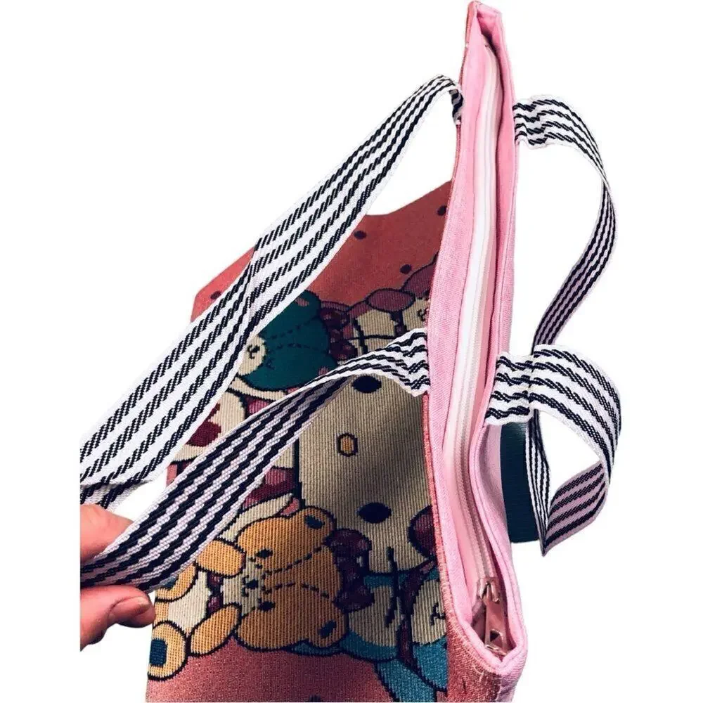 Sanrio Hello Kitty & Teddy Bears Large Zip Canvas Tote Bag